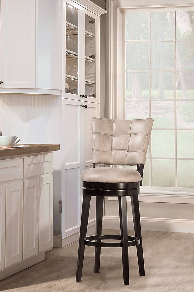 Kingsborough Light Gray Swivel Barstool - Thumbnail - Image 2