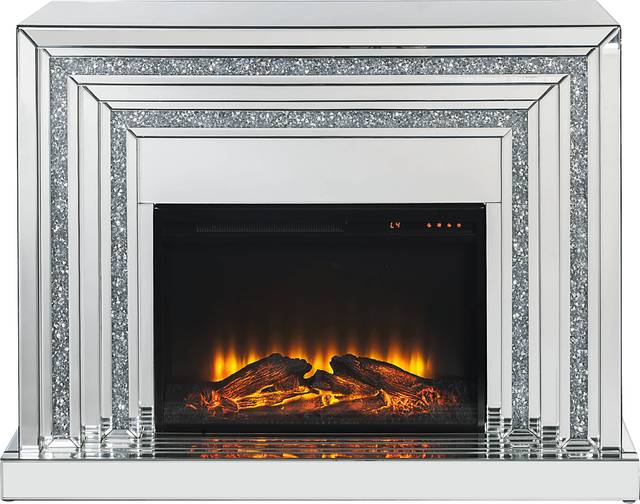 Kingslee Silver 48 in. Console, With Electric Fireplace - Thumbnail - Image 1