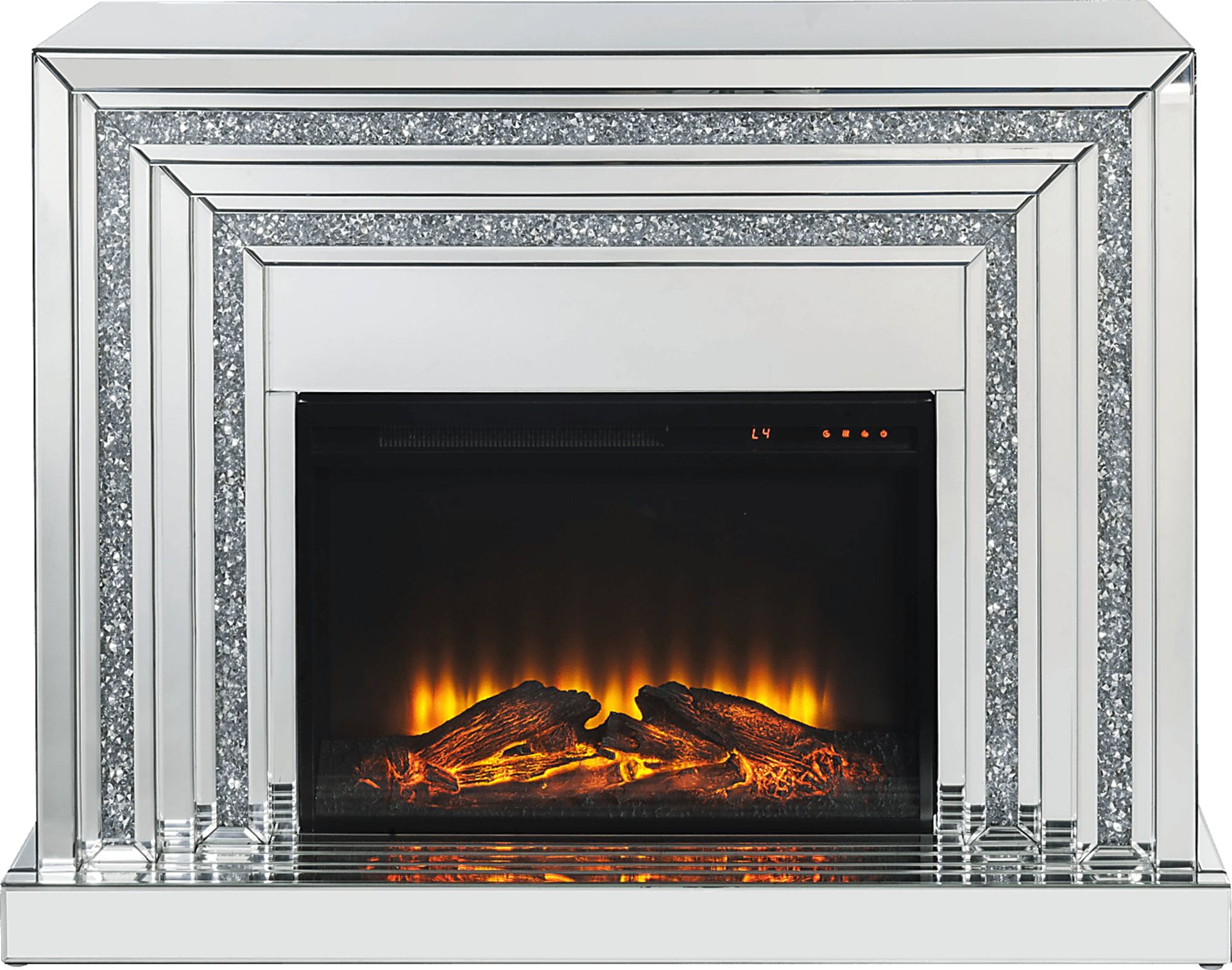 Kingslee Silver 48 in. Console, With Electric Fireplace - Image 1