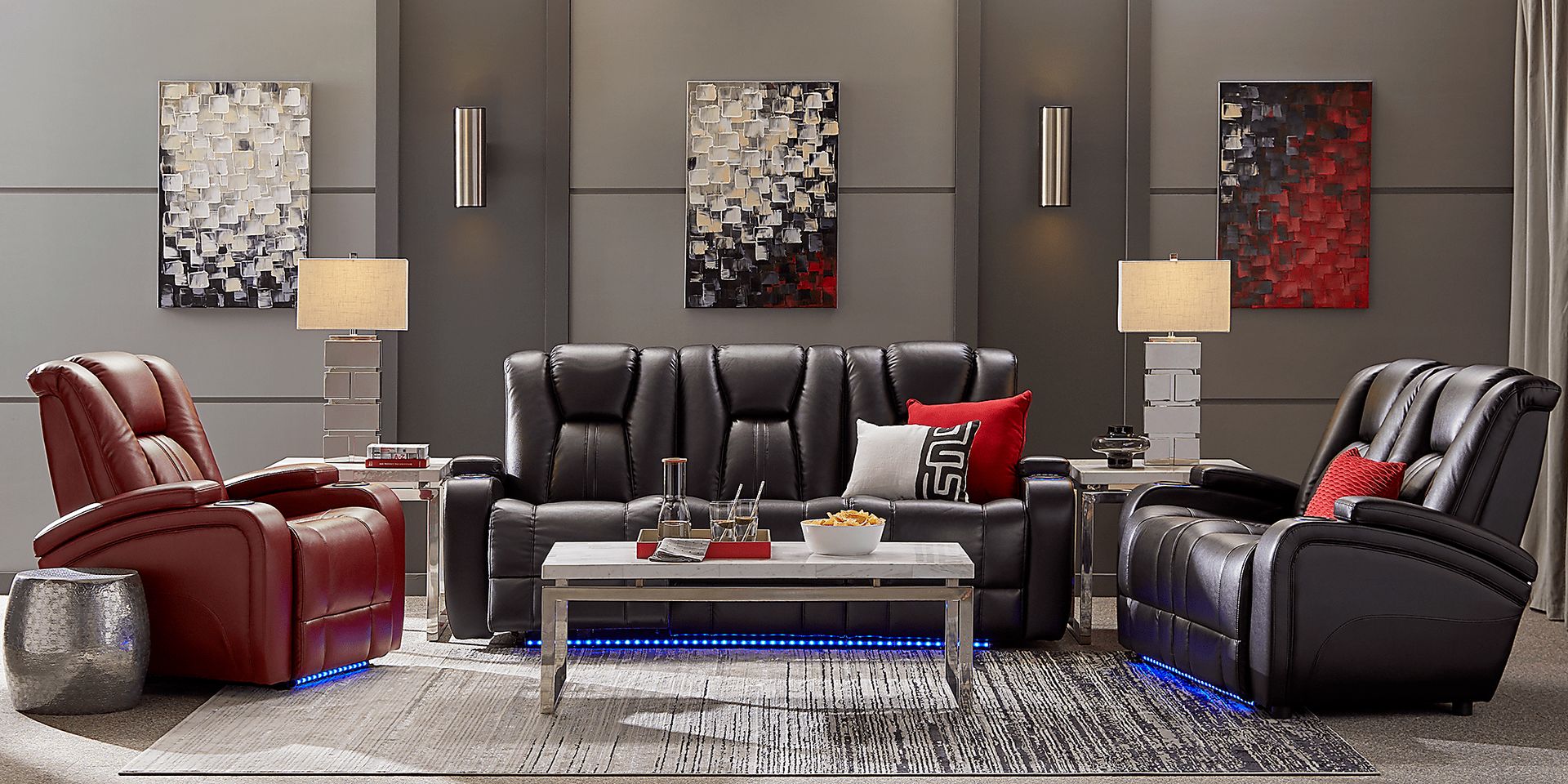 Kingvale Court Black 3 Pc Living Room with Reclining Sofa - Image 1