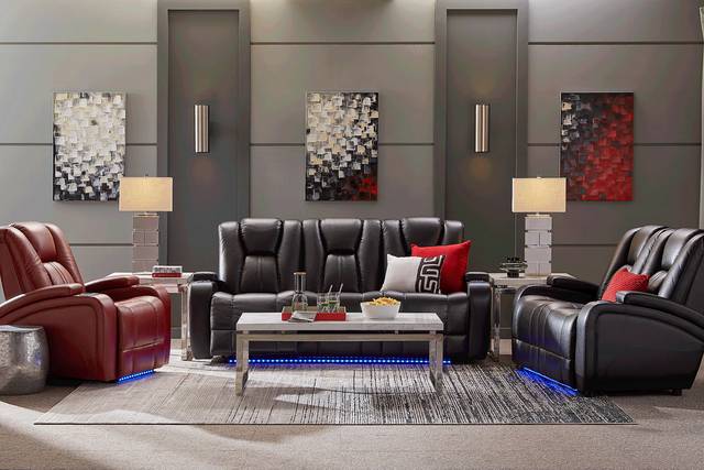 Kingvale Court Black 7 Pc Living Room with Dual Power Reclining Sofa - Thumbnail - Image 1