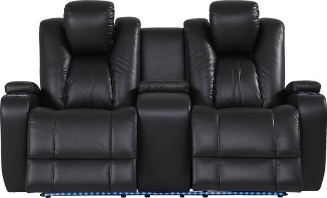 Kingvale Court Black Dual Power Reclining Console Loveseat - Thumbnail - Image 2