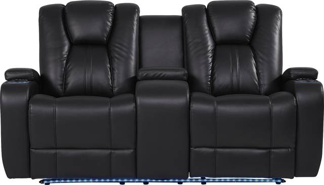 Kingvale Court Black Dual Power Reclining Console Loveseat - Thumbnail - Image 1