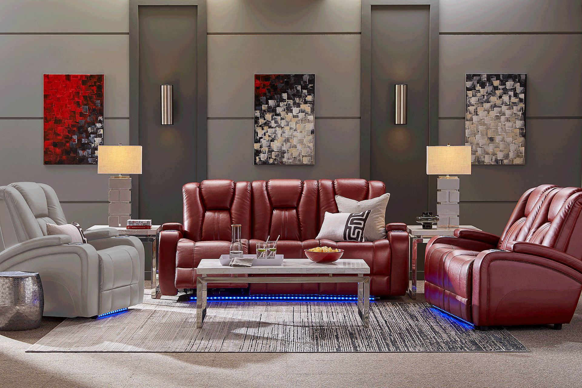 Kingvale Court Red 3 Pc Living Room with Dual Power Reclining Sofa - Image 1