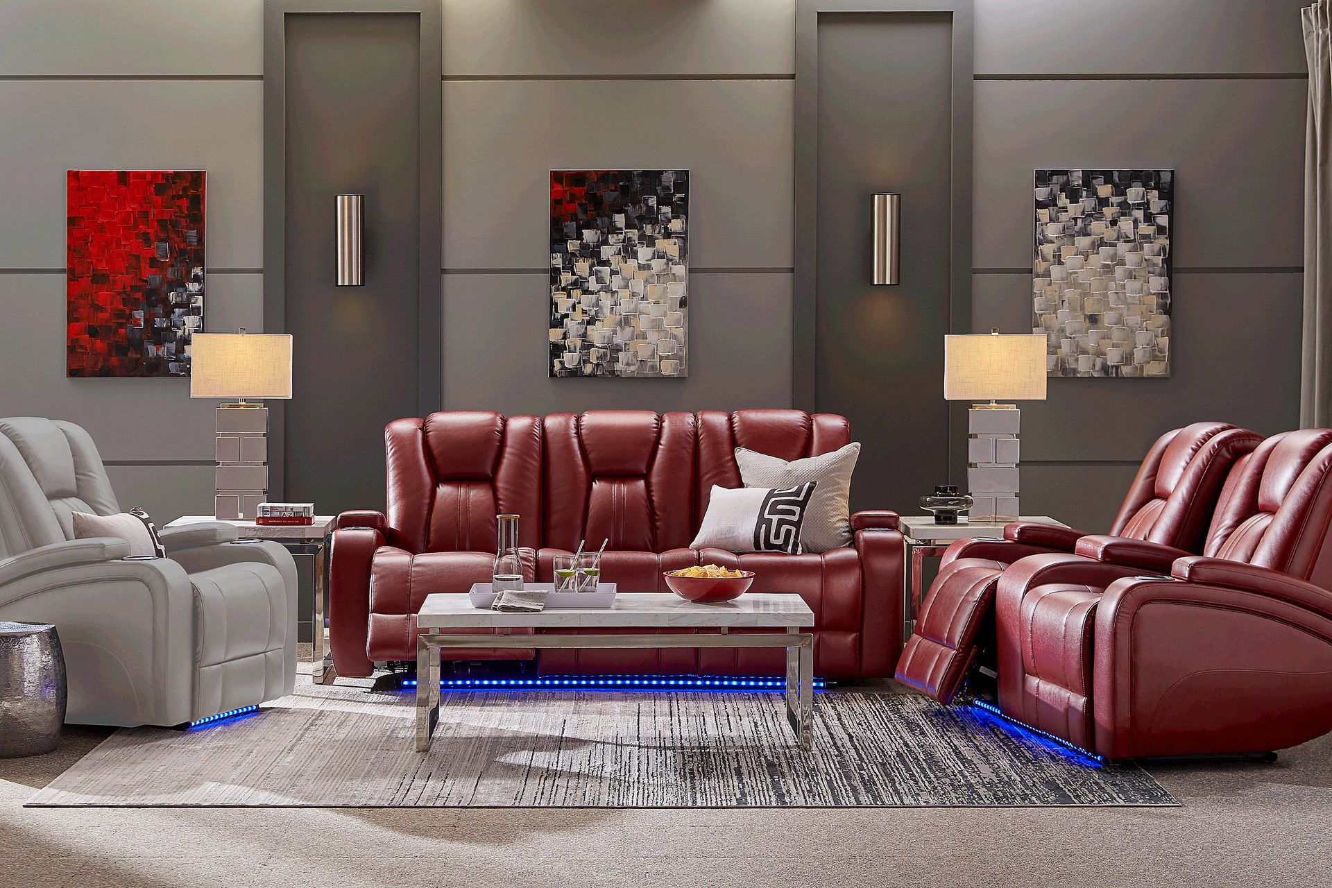 Kingvale Court Red 3 Pc Dual Power Reclining Living Room - Image 1