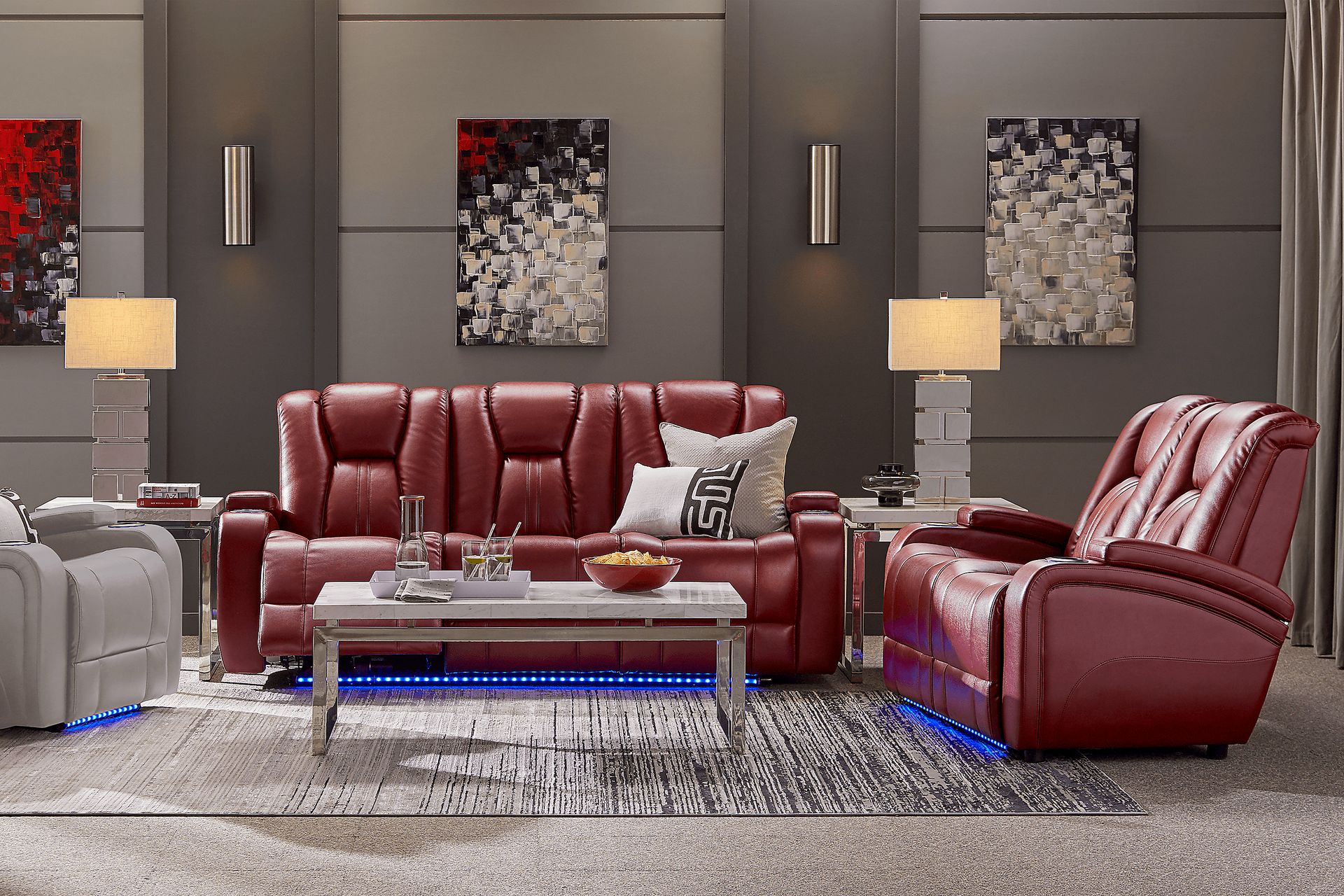 Kingvale Court Red 5 Pc Living Room with Dual Power Reclining Sofa - Image 1