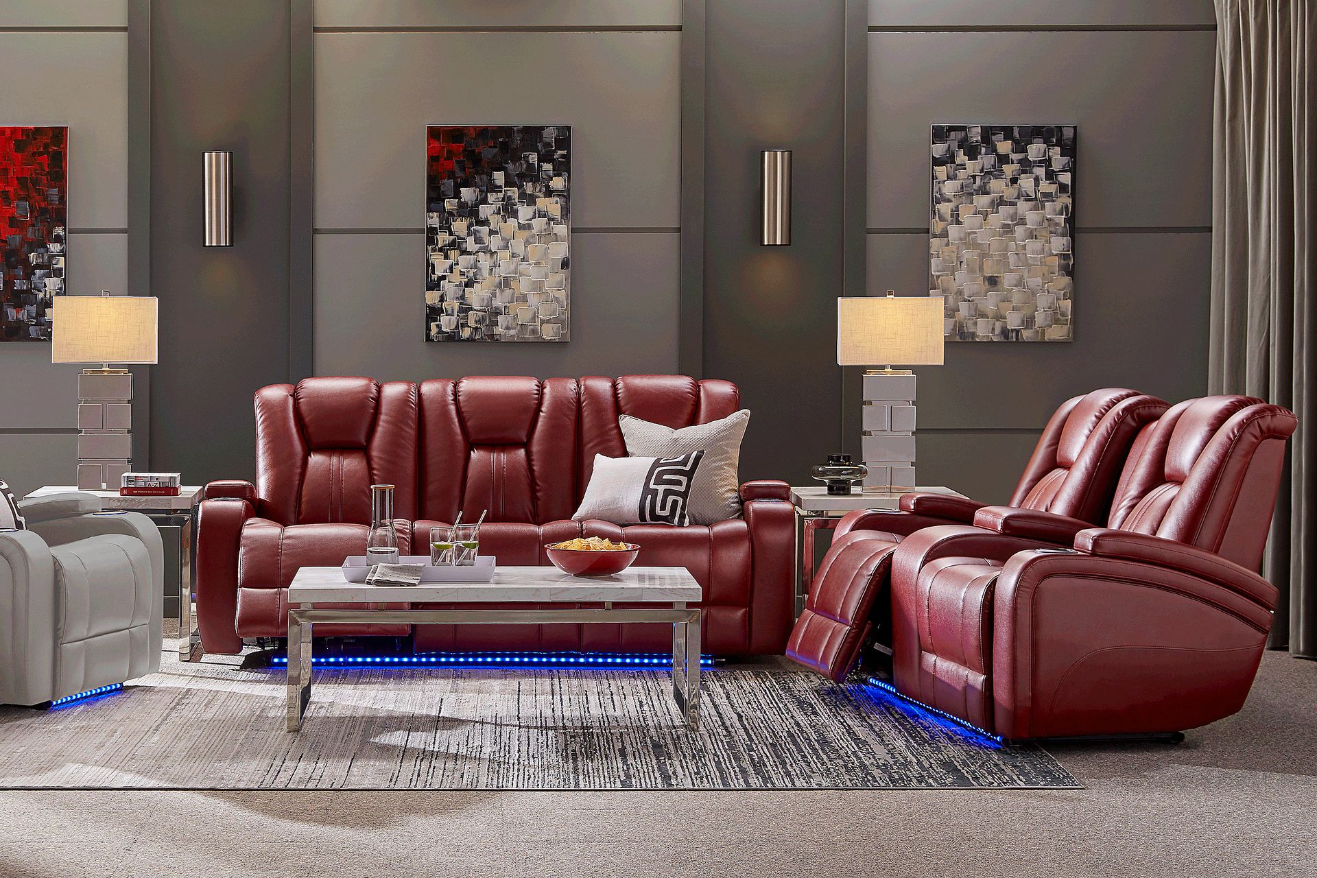 Kingvale Court Red 7 Pc Dual Power Reclining Living Room - Image 1