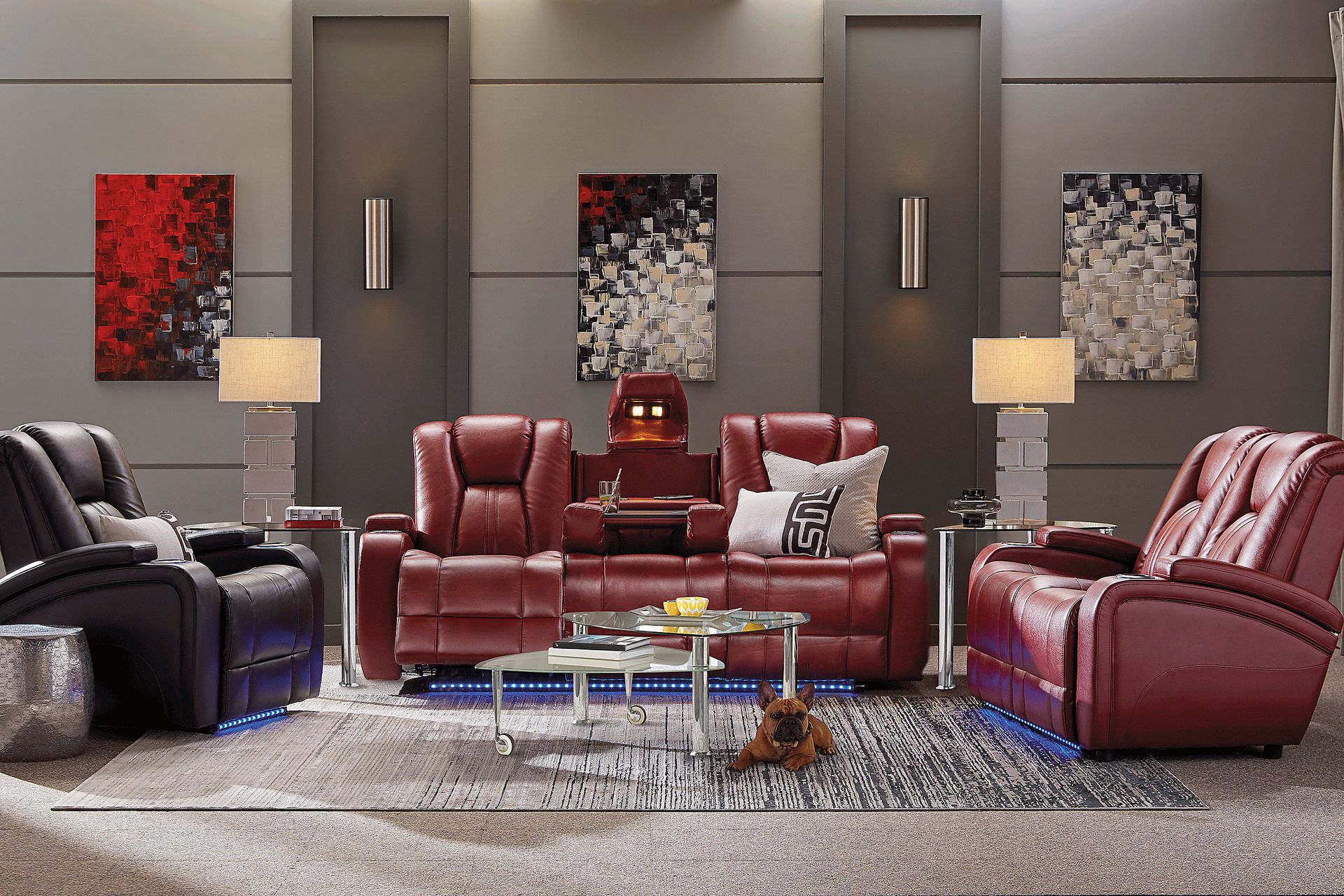 Kingvale Court Red 7 Pc Living Room with Reclining Sofa - Image 1