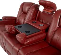 Kingvale Court Red Polyester Fabric Dual Power Reclining Sofa Rooms to Go