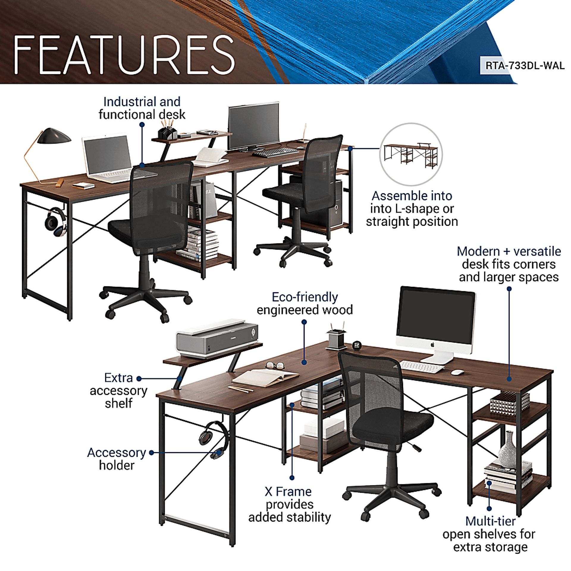 Kinigar Walnut Storage Desk - Image 3