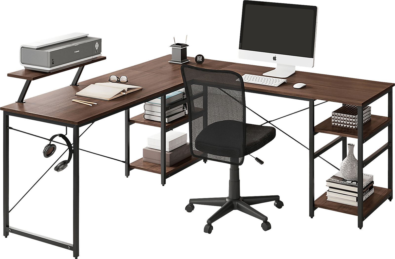 Kinigar Walnut Storage Desk