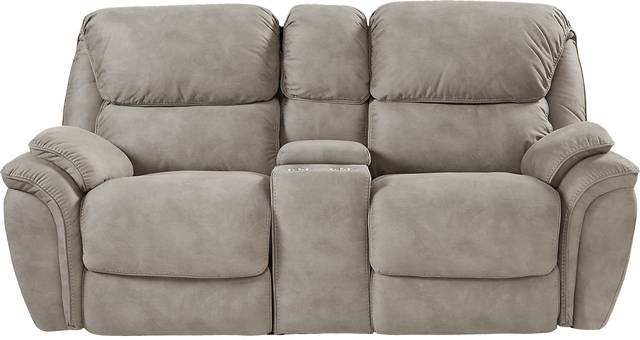 Kinley Beige Reclining Console Loveseat - Thumbnail - Image 1