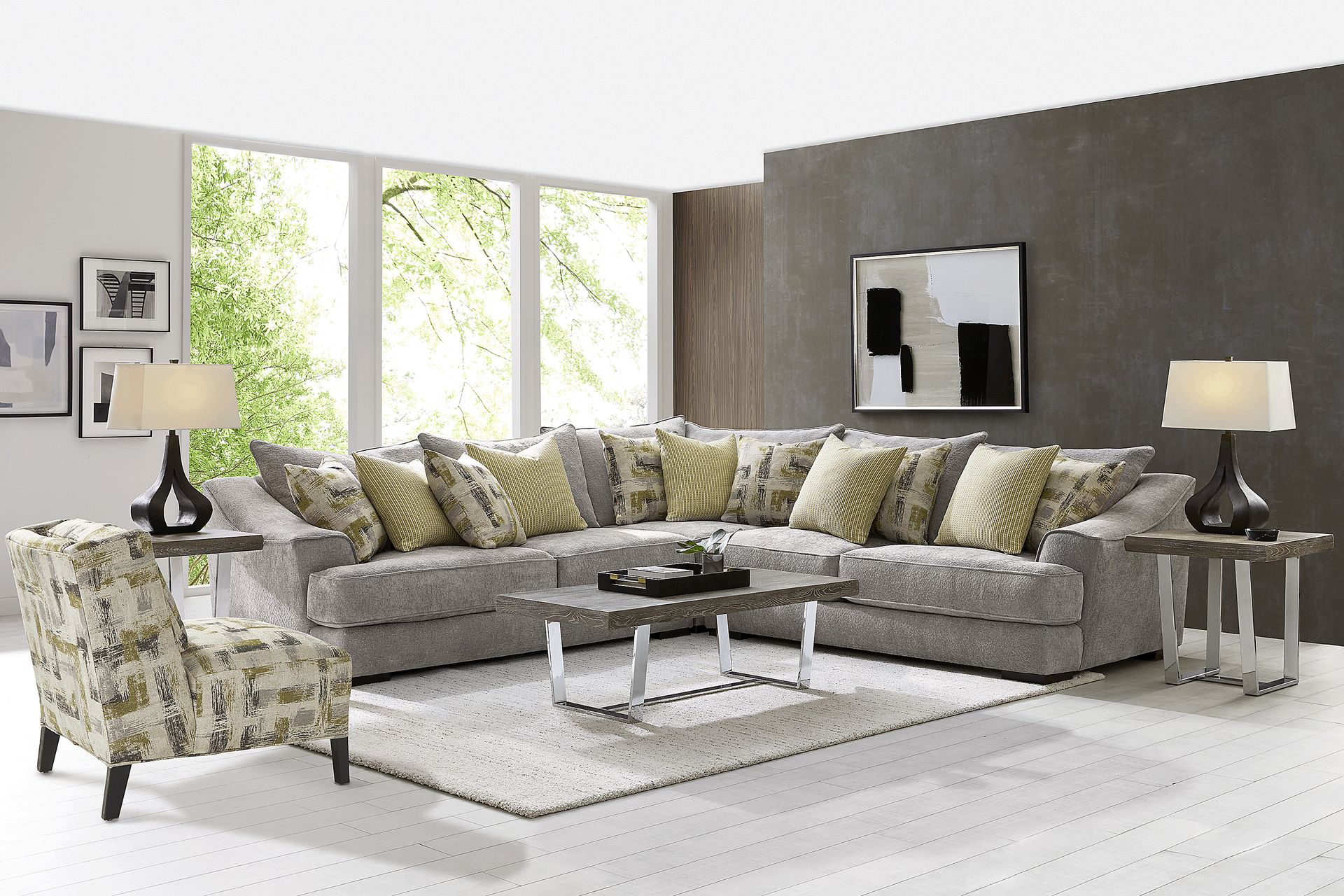 Kinley Gray 6 Pc Sectional Living Room - Image 1