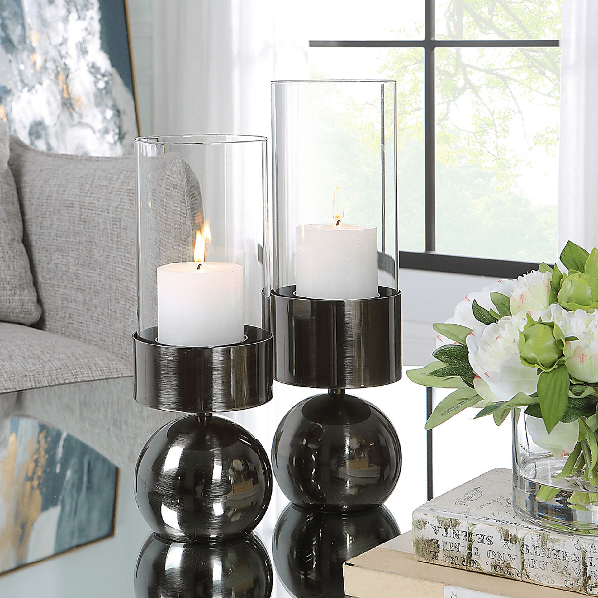 Kinziee Gray Candle Holder, Set of 2 - Image 2