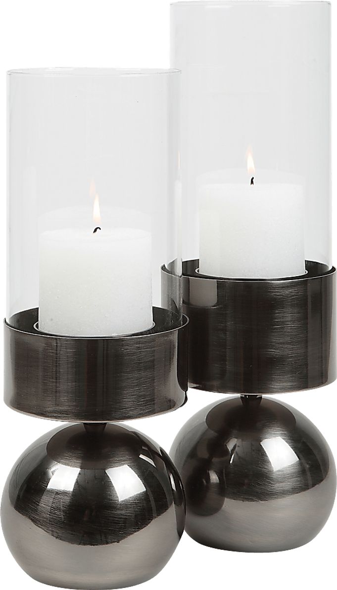 Kinziee Gray Candle Holder, Set of 2