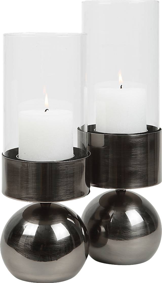 Kinziee Gray Candle Holder, Set of 2 - Thumbnail - Image 1