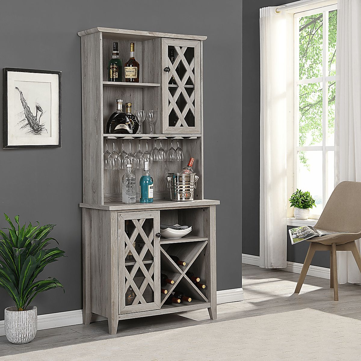 Kinzua Gray Bar Cabinet Rooms to Go