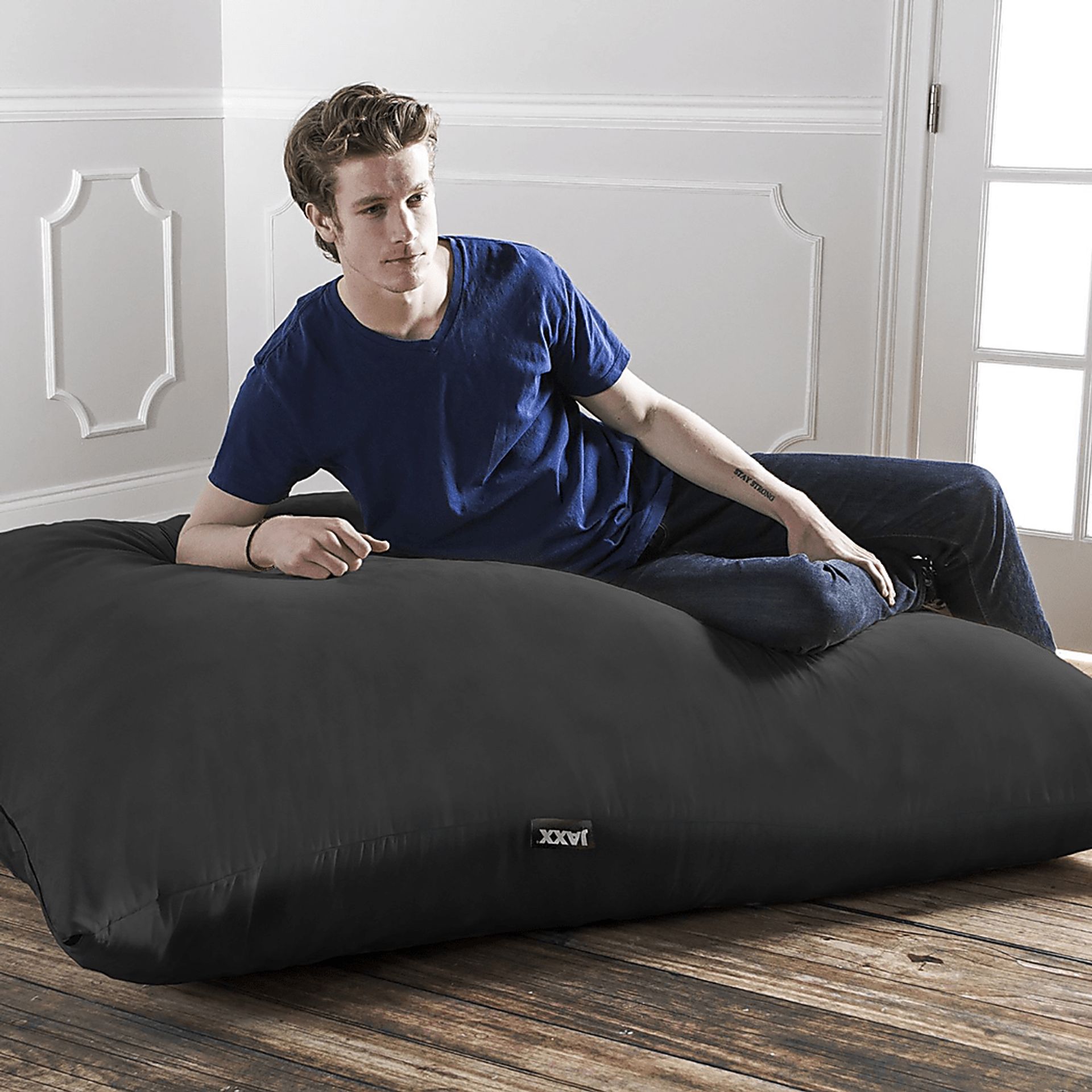 Kids Kiri Black Large Bean Bag and Floor Pillow - Image 3