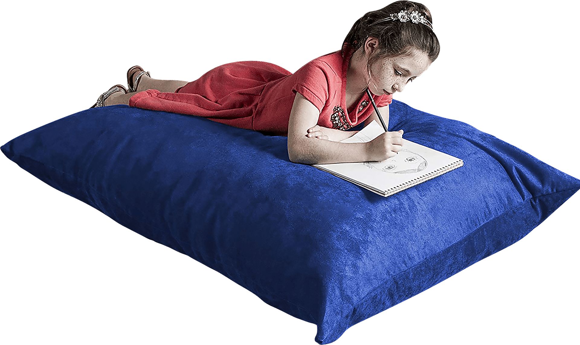 Kids Kiri Blue Small Bean Bag Chair and Floor Pillow - Image 1