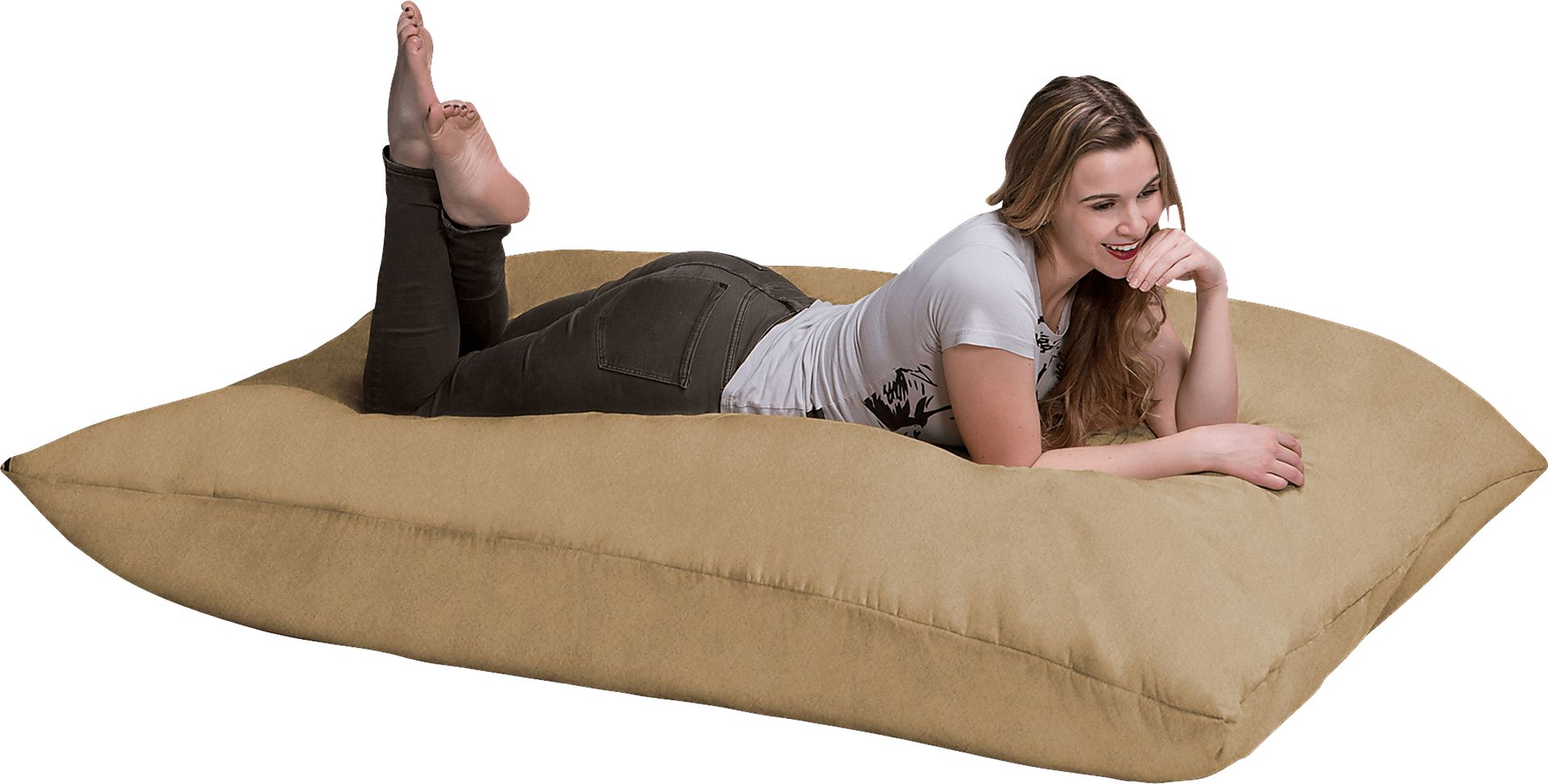Kids Kiri Camel Large Brown Bean Bag and Floor Pillow - Image 1