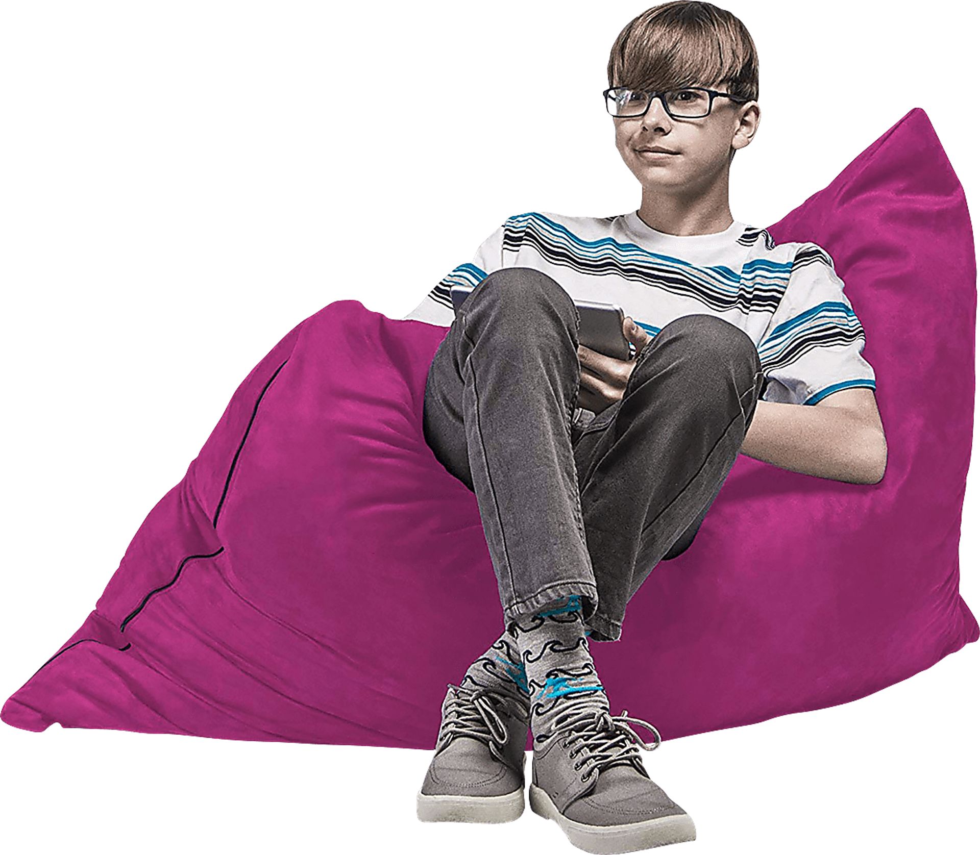 Kids Kiri Fuchsia Small Bean Bag Chair and Floor Pillow - Image 6
