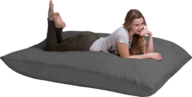 Kids Kiri Gray Large Bean Bag and Floor Pillow - Thumbnail - Image 1