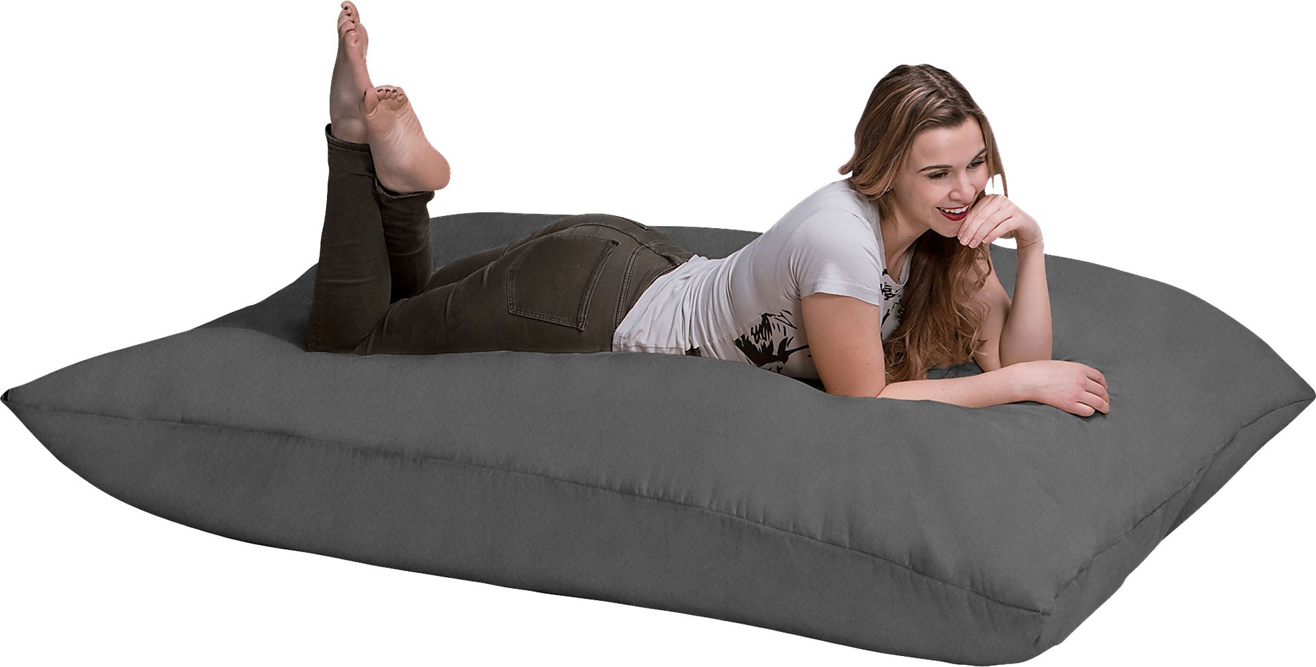 Kids Kiri Gray Large Bean Bag and Floor Pillow - Image 1