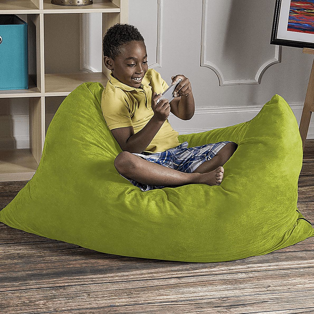 Kids Kiri Green Small Bean Bag Chair and Floor Pillow