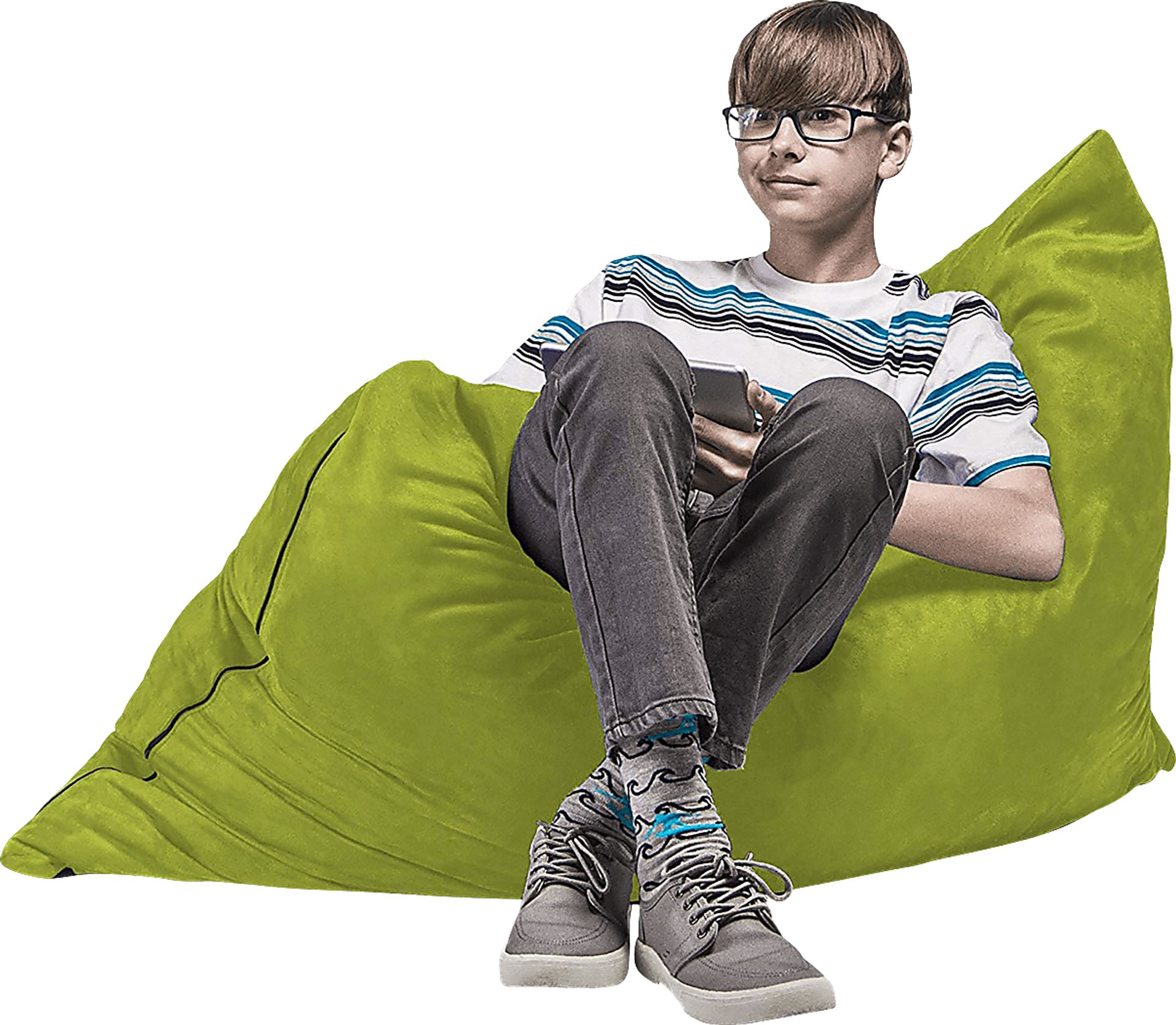Kids Kiri Green Small Bean Bag Chair and Floor Pillow - Image 6
