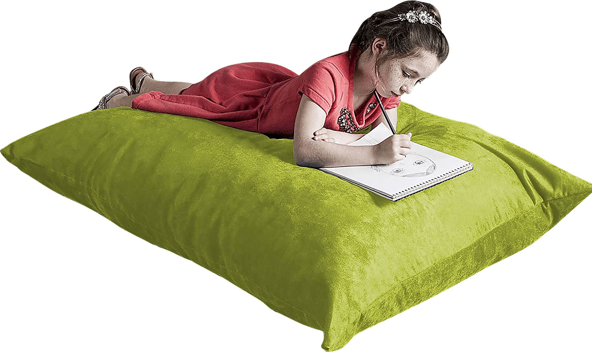 Kids Kiri Green Small Bean Bag Chair and Floor Pillow - Image 1