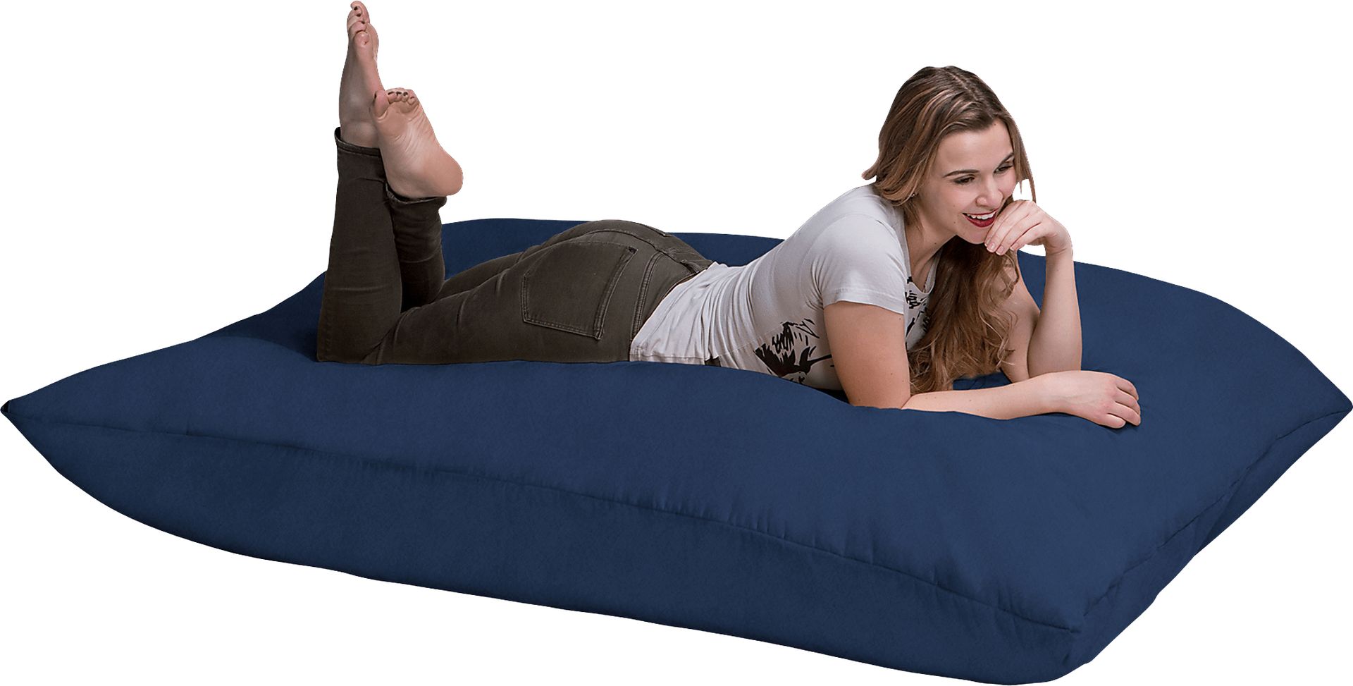 Kids Kiri Navy Large Bean Bag and Floor Pillow - Image 1