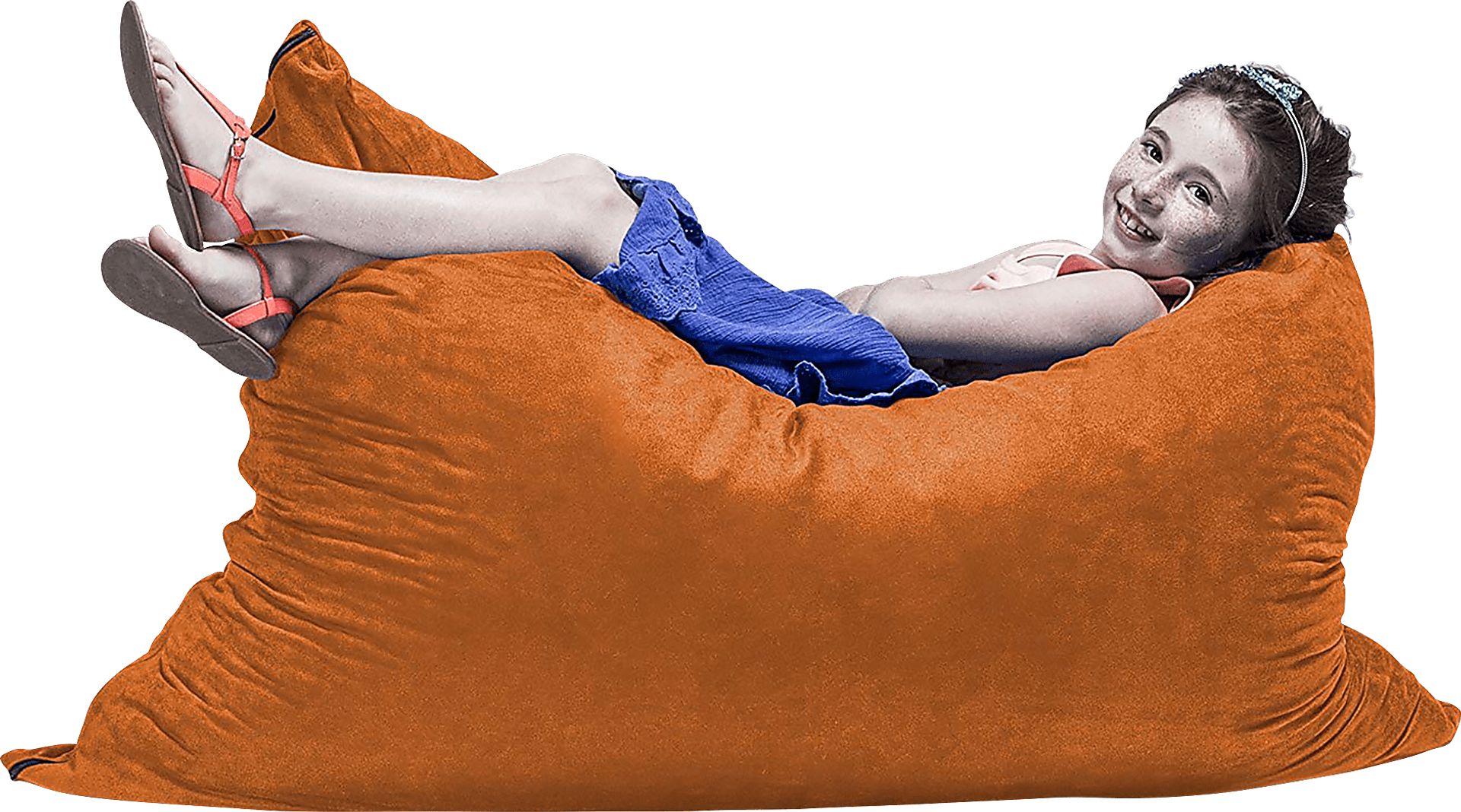 Kids Kiri Orange Small Bean Bag Chair and Floor Pillow - Image 4