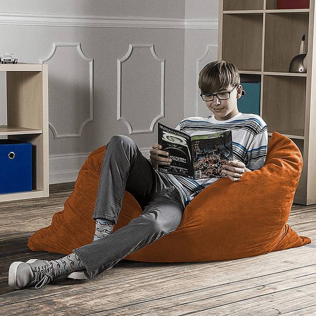 Kids Kiri Orange Small Bean Bag Chair and Floor Pillow - Thumbnail - Image 5