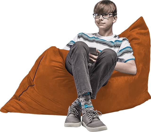 Kids Kiri Orange Small Bean Bag Chair and Floor Pillow - Thumbnail - Image 6