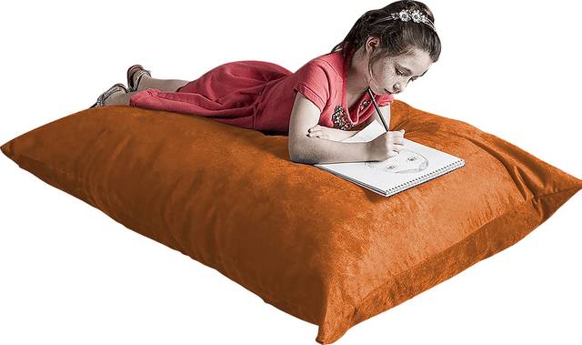 Kids Kiri Orange Small Bean Bag Chair and Floor Pillow - Thumbnail - Image 1