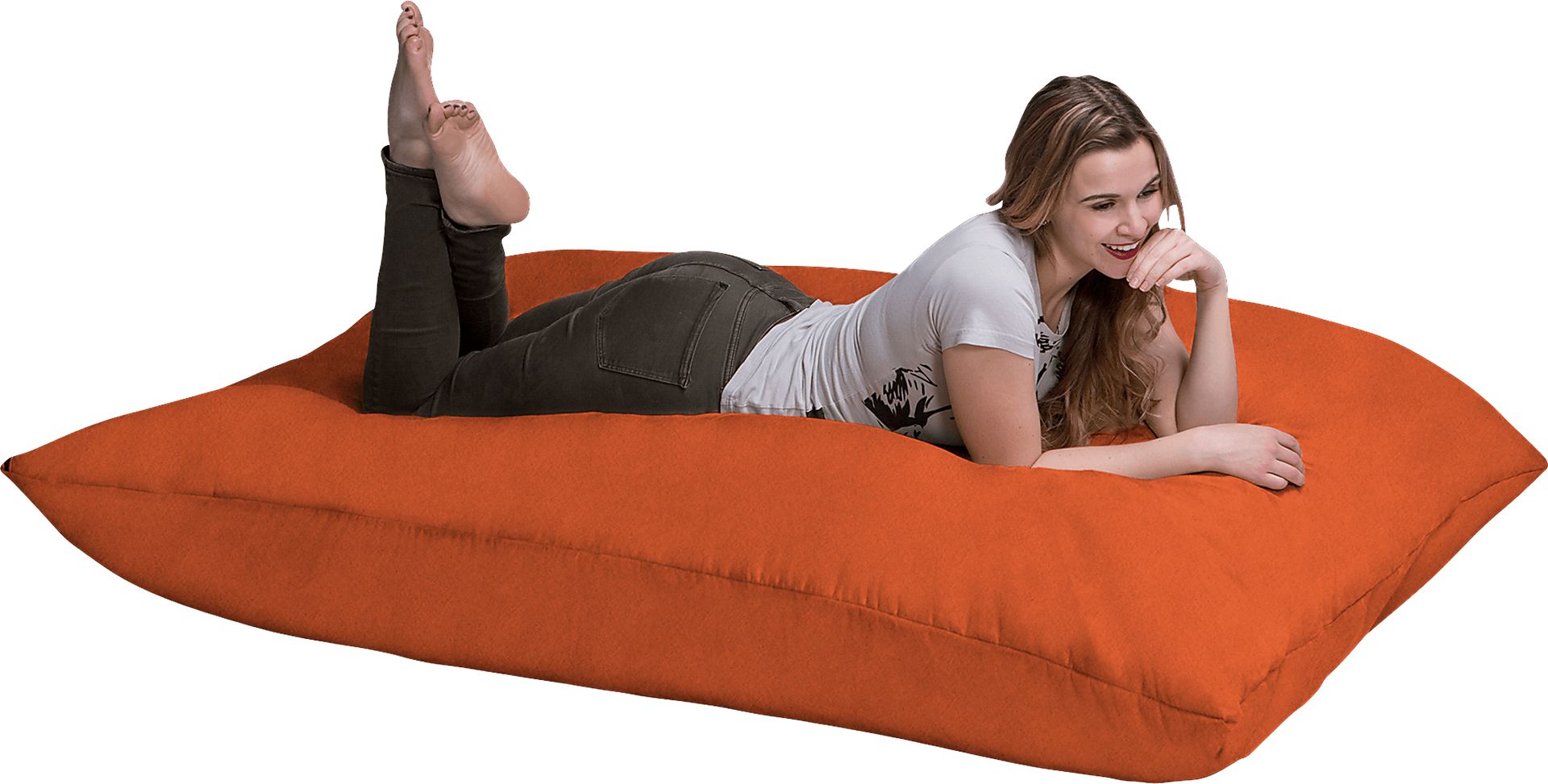 Kids Kiri Orange Large Bean Bag and Floor Pillow - Image 1