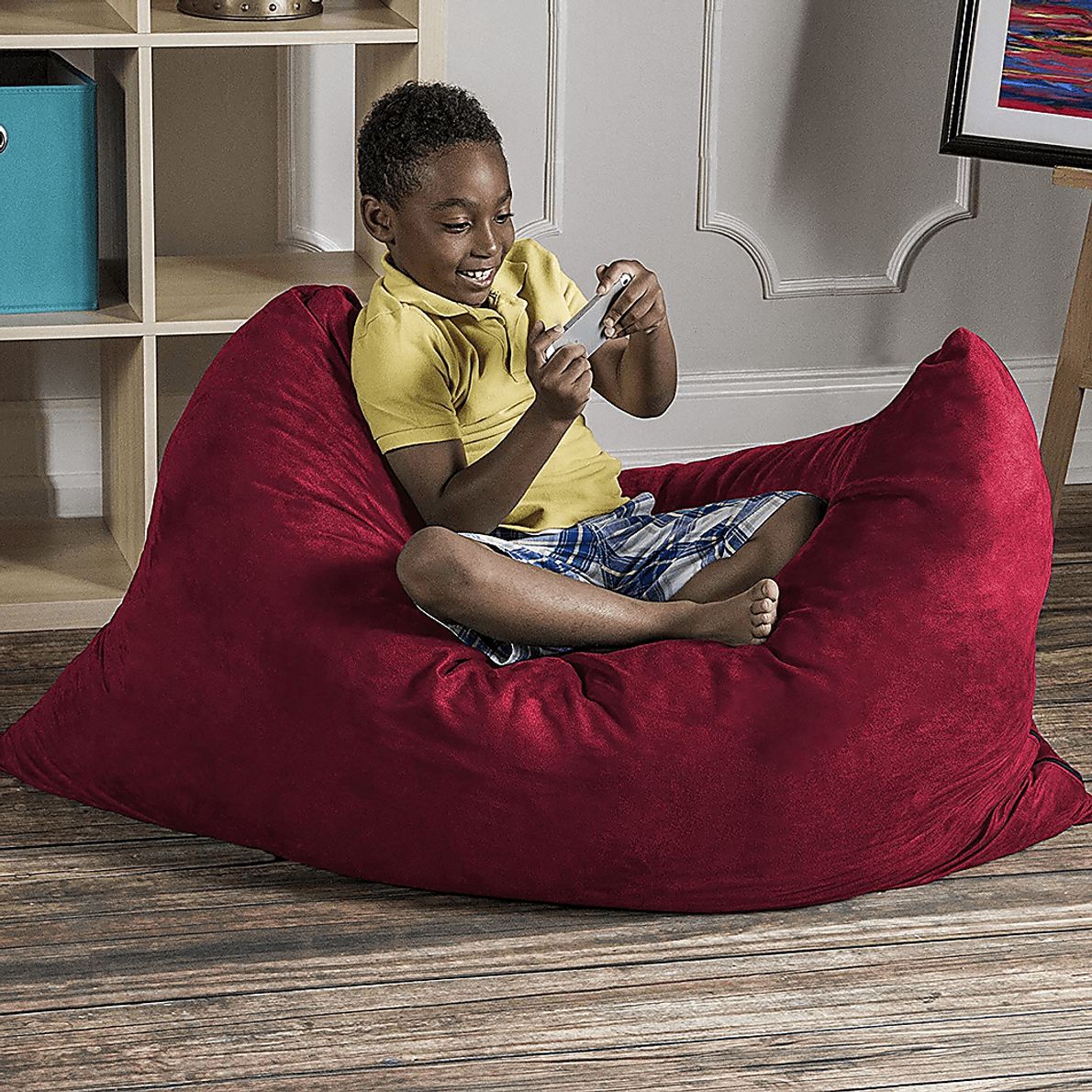 Kids Kiri Red Small Bean Bag Chair and Floor Pillow