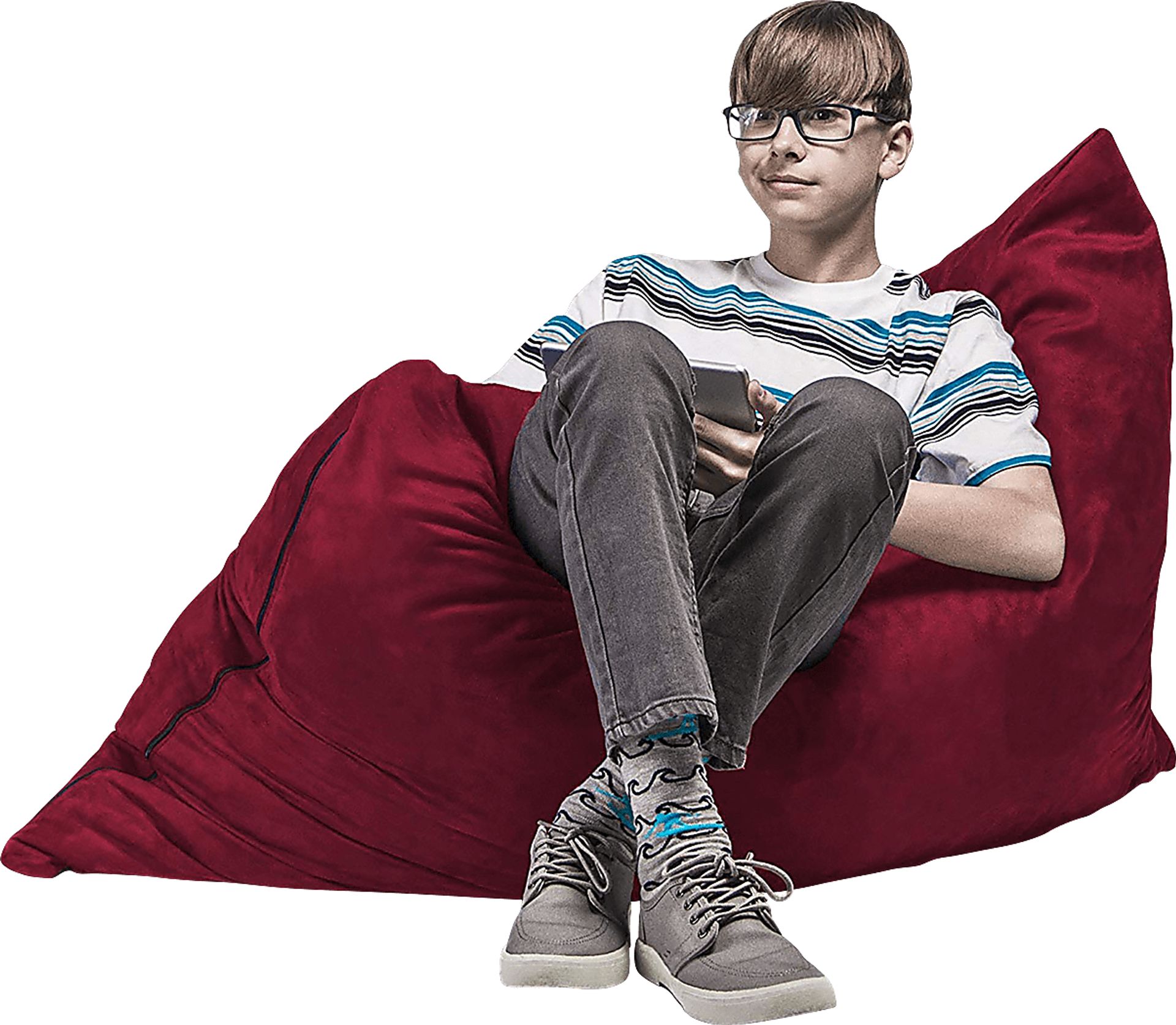 Kids Kiri Red Small Bean Bag Chair and Floor Pillow - Image 6