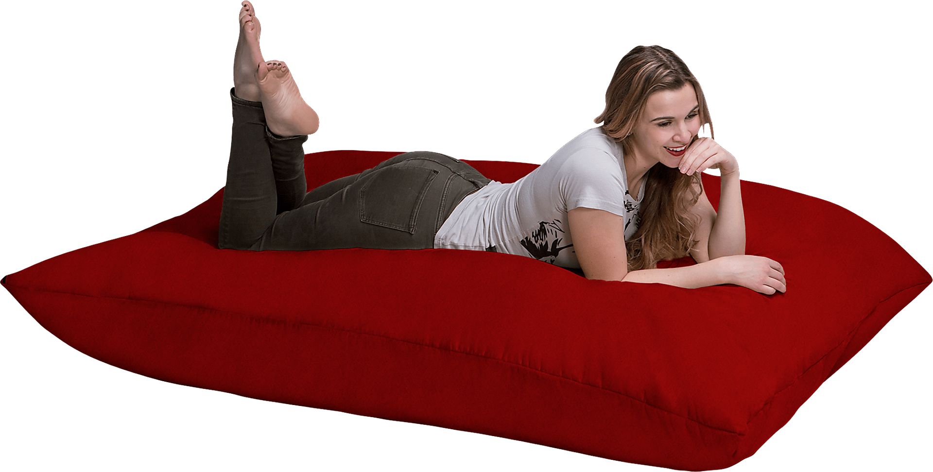 Kids Kiri Red Large Bean Bag and Floor Pillow - Image 1