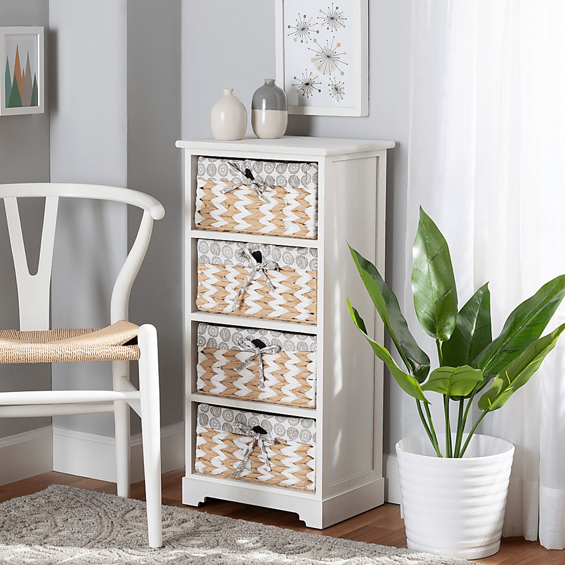 Kirklees White 4 Basket Storage Unit - Image 2