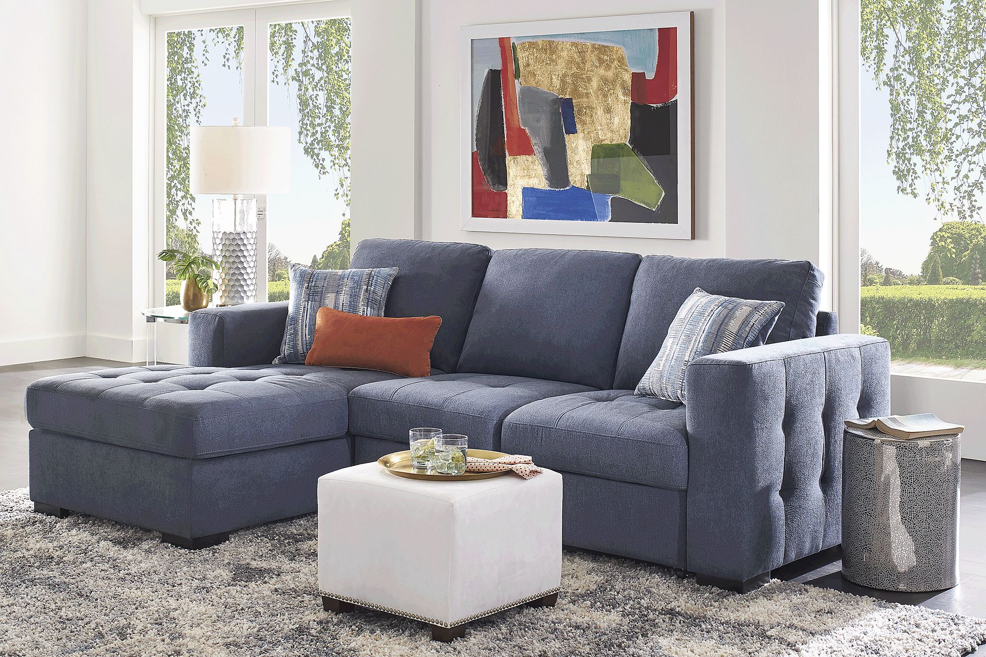 Kirkwell Blue 2 Pc Sleeper Sectional - Image 2
