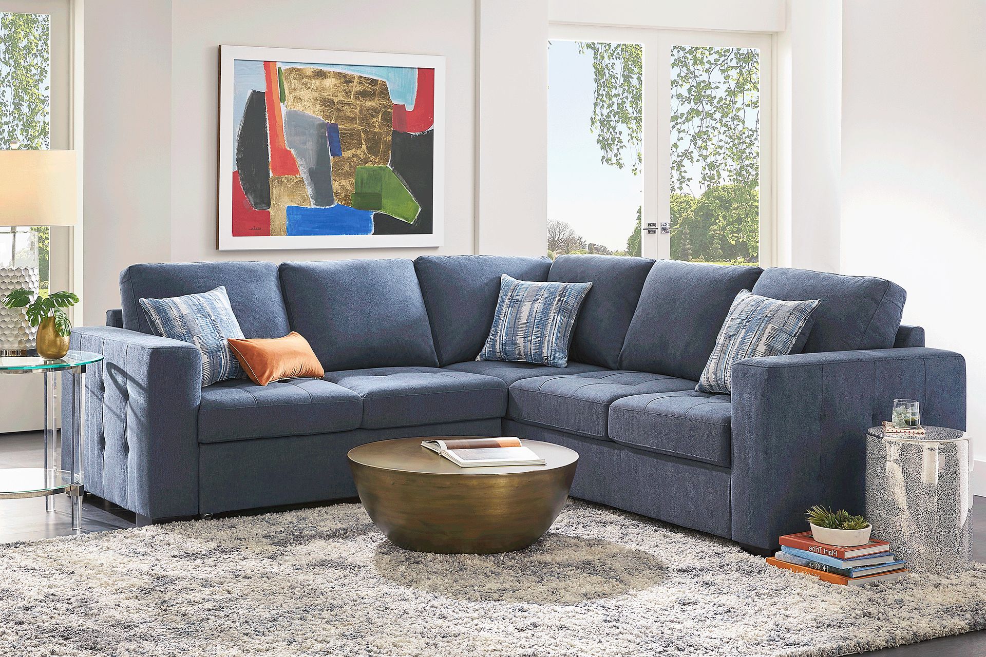 Kirkwell Blue 2 Pc Sleeper Sectional - Image 2