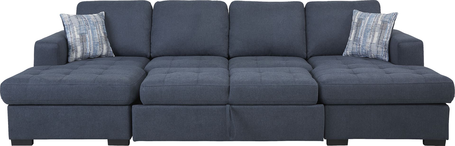 Kirkwell Blue Polyester Fabric 3 Pc Sleeper Sectional | Rooms to Go