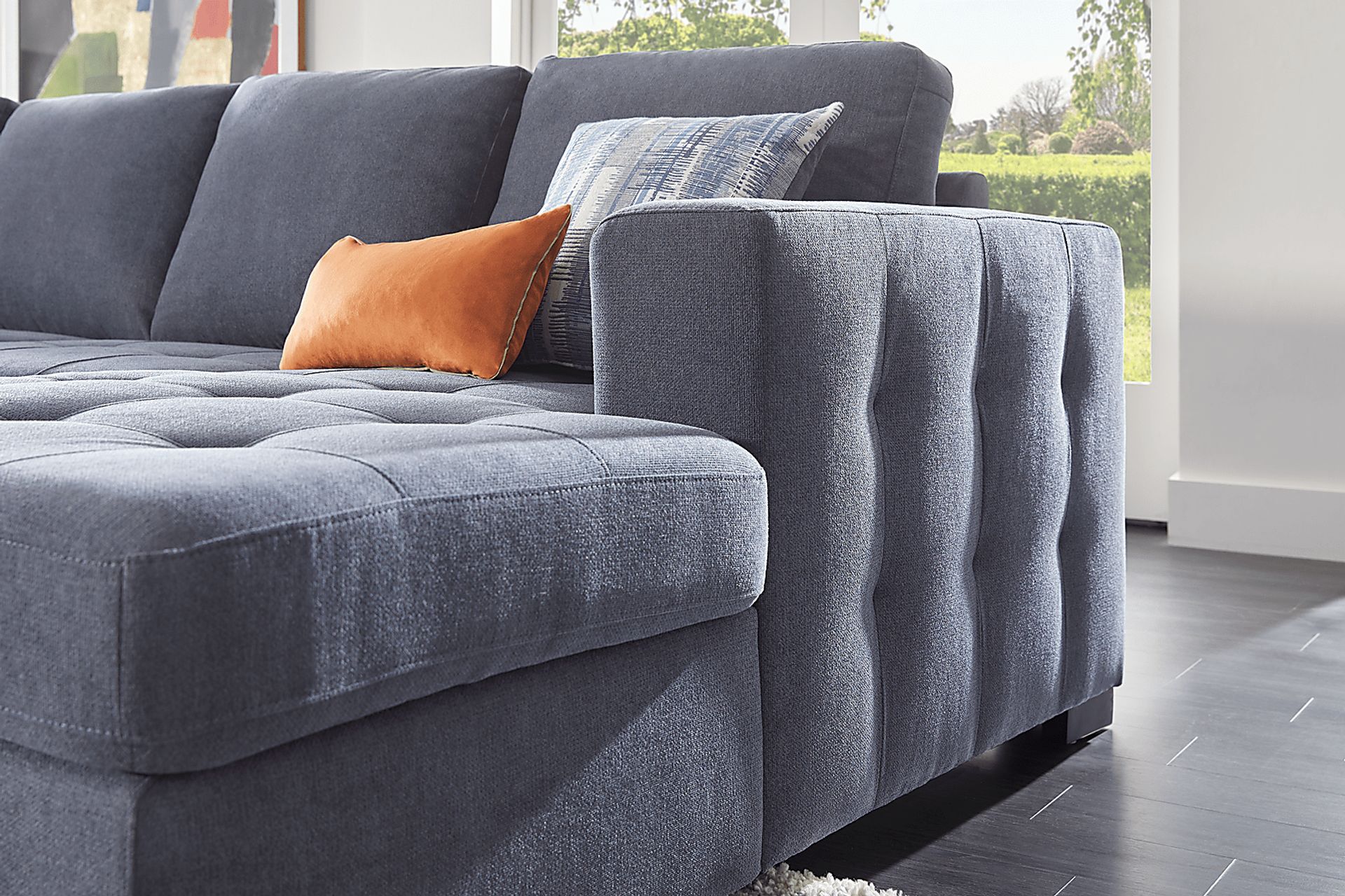 Kirkwell Blue 3 Pc Sleeper Sectional - Image 4