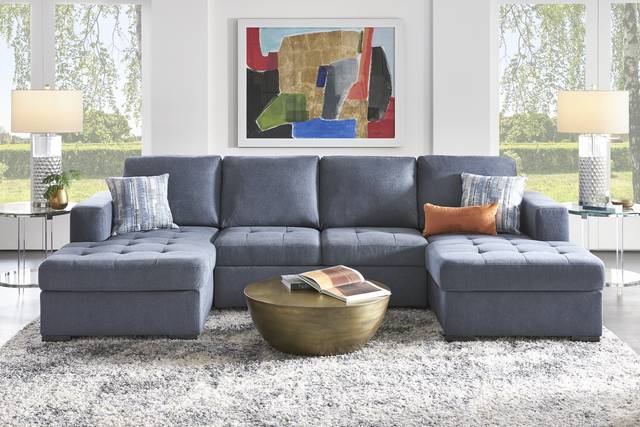 Kirkwell Blue 3 Pc Sleeper Sectional - Thumbnail - Image 2