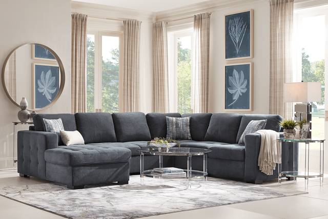 Kirkwell Blue 3 Pc Sleeper Sectional - Thumbnail - Image 2