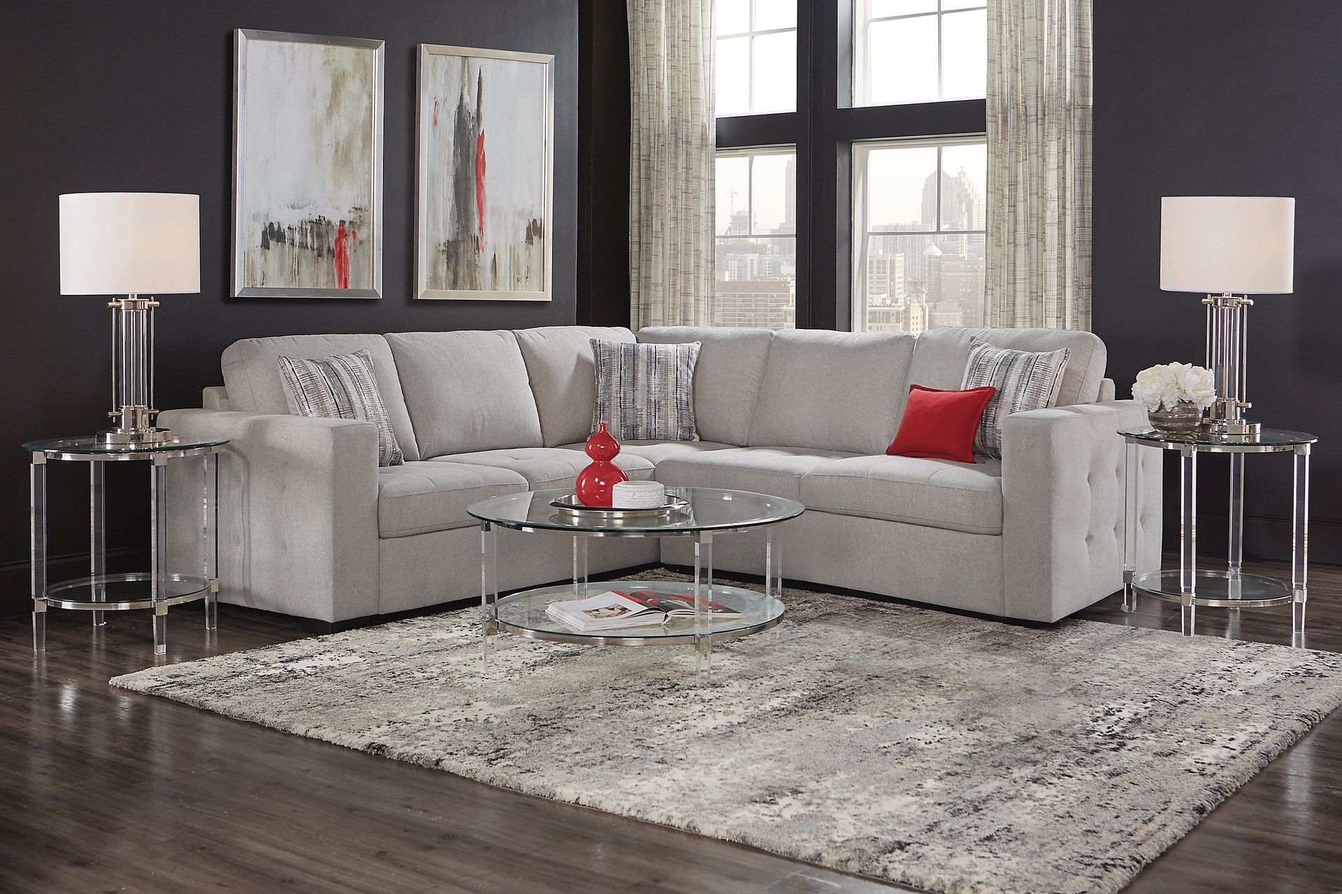 Kirkwell Gray 2 Pc Sleeper Sectional - Image 2