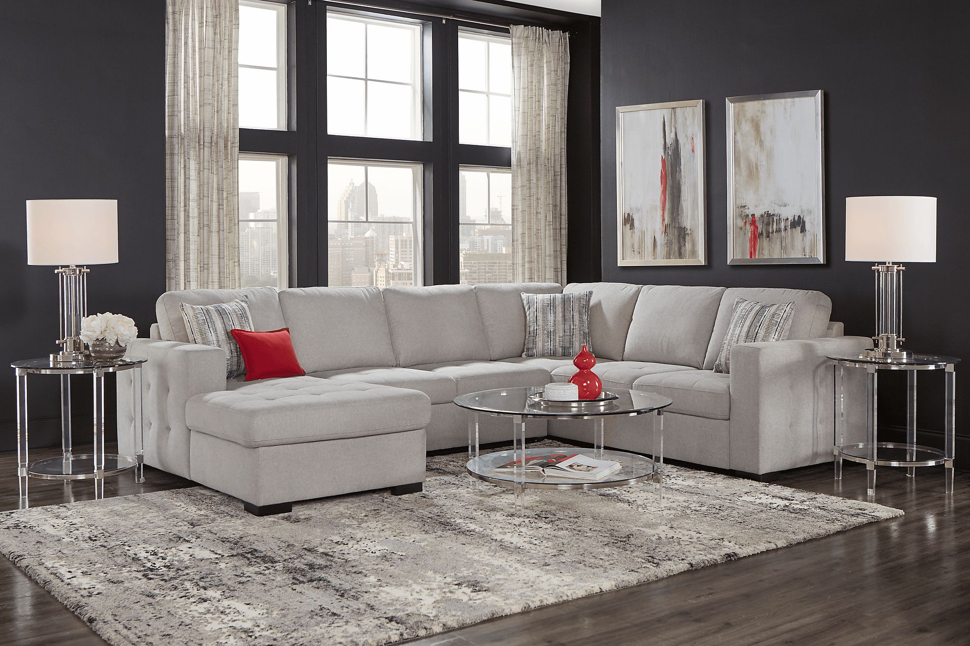 Kirkwell Gray 3 Pc Sleeper Sectional - Image 2