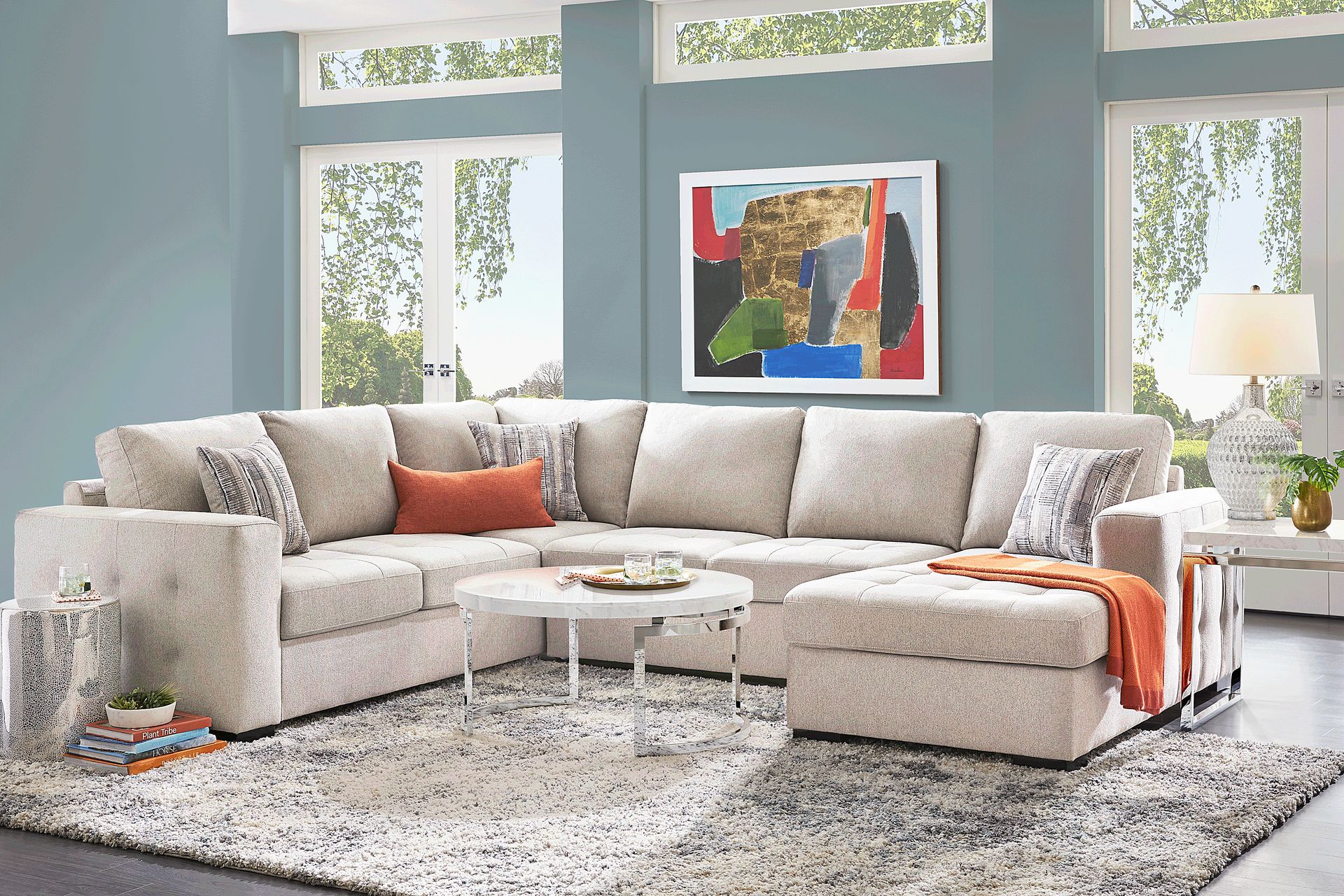Kirkwell Gray 6 Pc Sleeper Sectional Living Room - Image 1