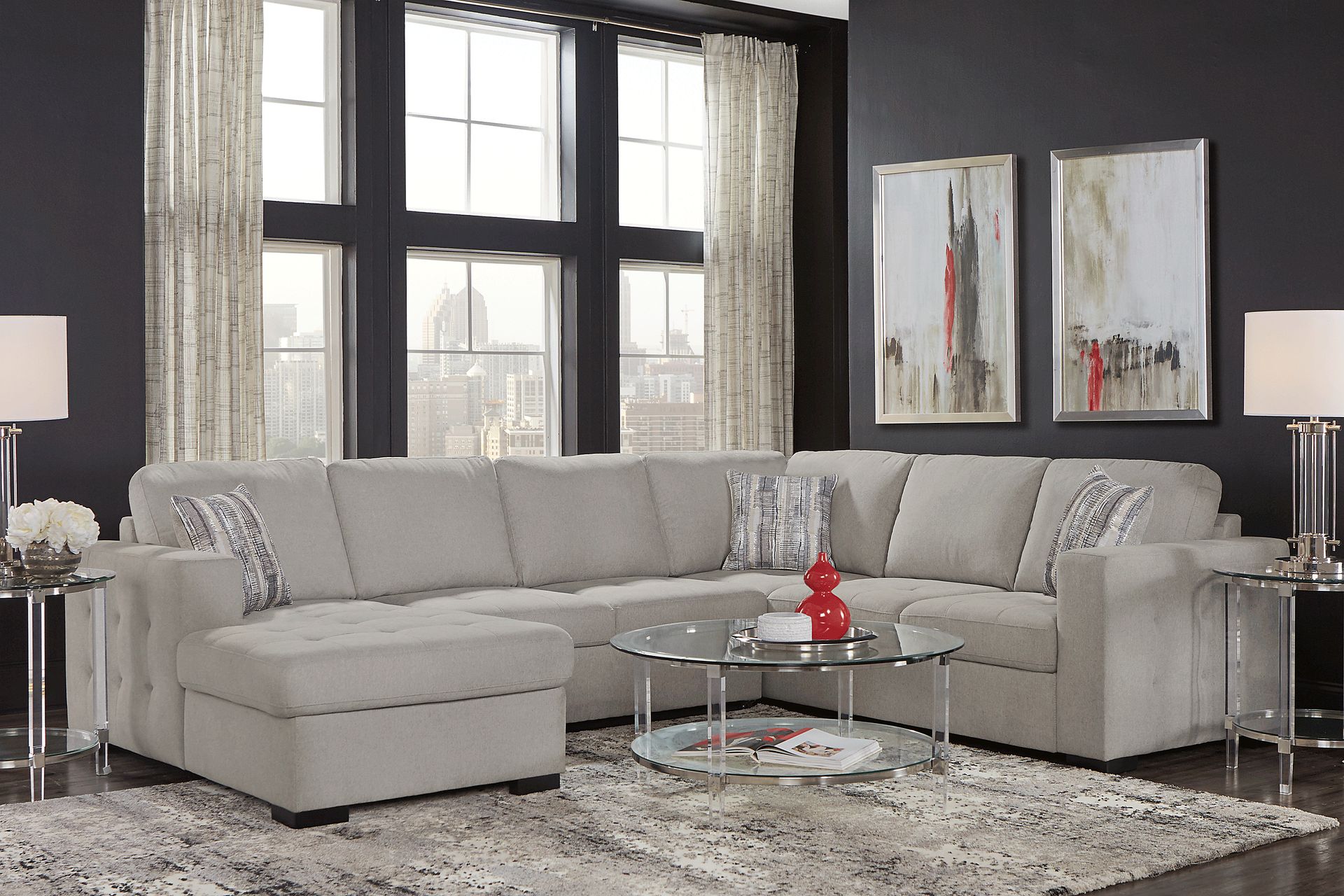 Kirkwell Gray 6 Pc Sleeper Sectional Living Room - Image 1